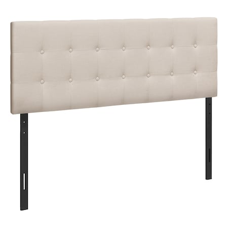 Monarch Specialties Bed, Headboard Only, Queen Size, Bedroom, Upholstered, Linen Look, Beige, Transitional I 6004Q
